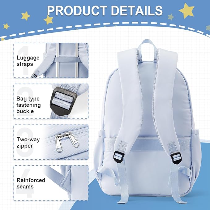 weradar School Backpack For Women Men, Lightweight Casual Daypack College Backpacks, Aesthetic Students Bookbag, Backpack With Lots Of Pockets,Cute High School Bag For Boys Girls(Blue)