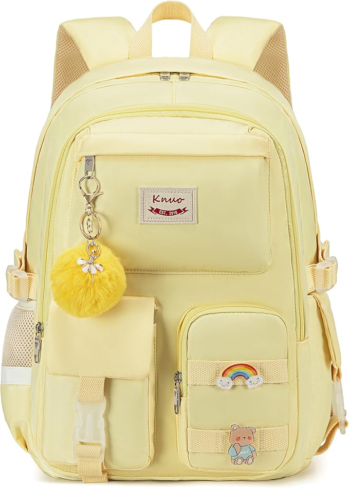 Backpack for girls Laptop Backpacks 15.6 Inch College Cute Bookbag Anti Theft Primary Elementary School Bag Casual Daypack for Teens Girls Women Students （Yellow