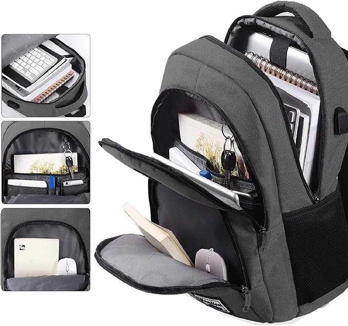 YAMTION 17.3 Inch Travel Backpack for Men and Women,School Bookbag for Teenager,Computer Backpack with USB Charging port for Business Work College Travel Trip
