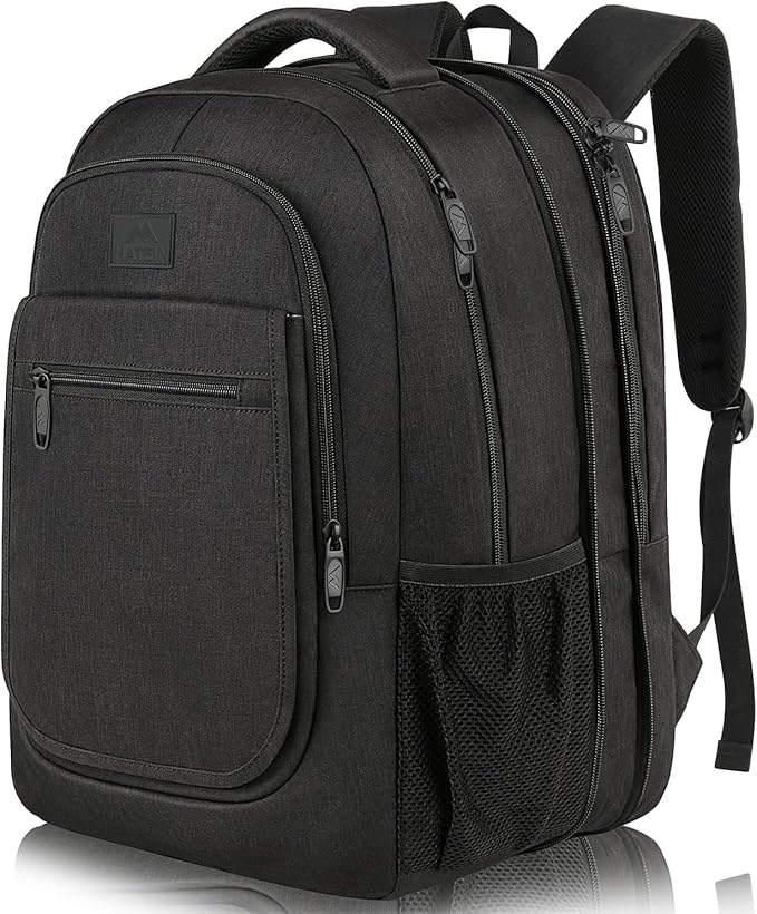 MATEIN College Large Travel Backpack, TSA Expandable Laptop Backpack, Anti Theft Computer Bag Fit 17.3 Inch Laptop Water Resistant College Computer Bag Gift for Men Women, Black