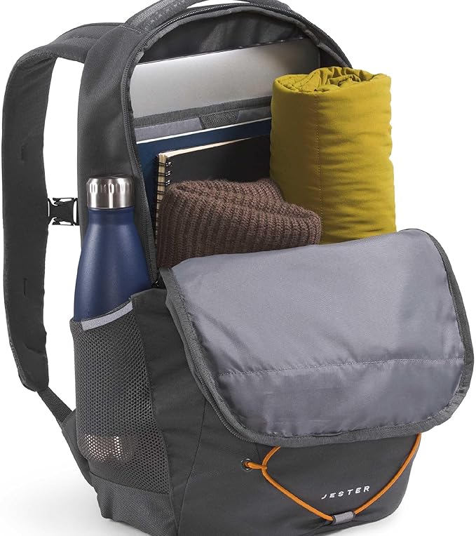 The North Face Jester Everyday Laptop Backpack - Commuter Daypack, Water Repellent, Laptop Sleeve, Anthracite Grey/Dust Orange, One Size