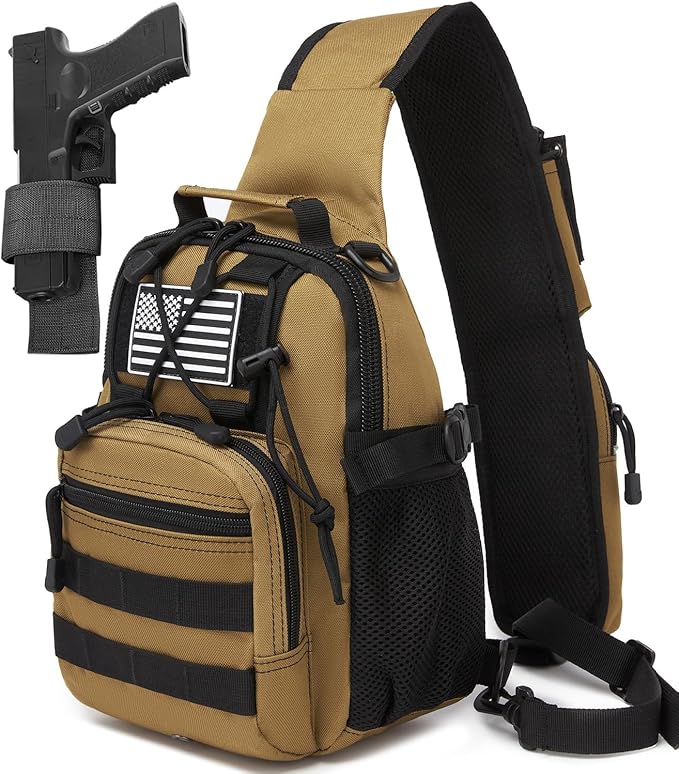 ATBP Small Tactical Holster Sling Backpack Accessories Shoulder Pouch Water Bottle & Radio Holder Crossbody Bag for Men