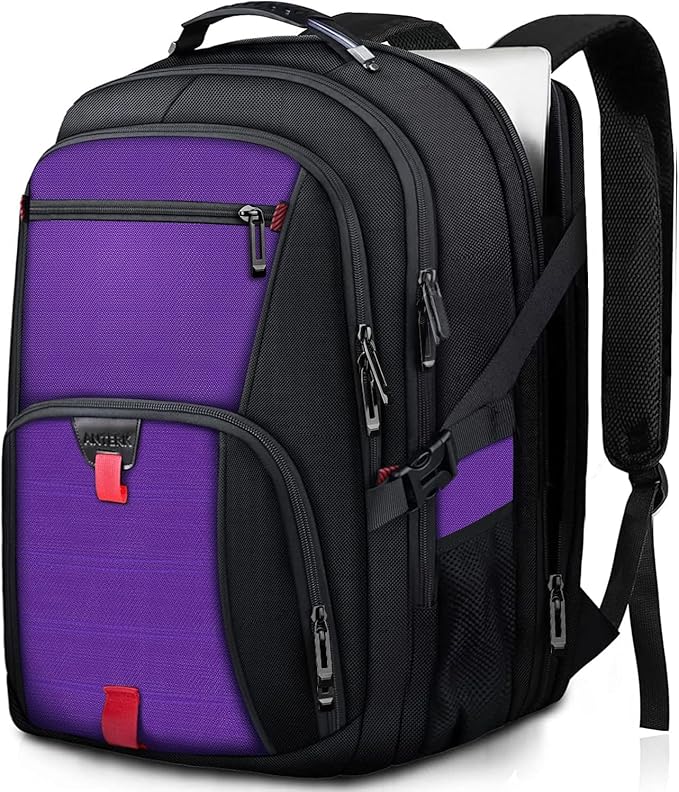 Extra Large Backpack, Travel Laptop Backpack, Sturdy TSA Water Resistant 17.3 Inch Carry on Backpacks, Anti Theft Business Computer Backpacks Gifts for Men Women, Purple