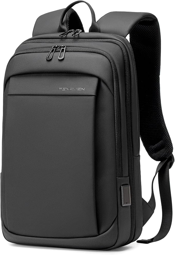 FENRUIEN Tech Backpack for Men, Expandable Backpack with USB C Charging Port, Water Resistant 17.3 Laptop Backpack, Black