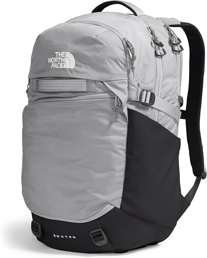 The North Face Router Everyday Laptop Backpack - Daypack, Water Repellent, Laptop Sleeve, Reflective Details, Meld Grey/TNF Black-NPF, One Size