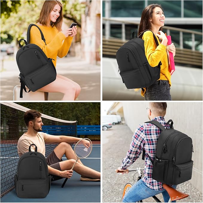 Black Backpack for Teens, Lightweight 15.6in Laptop Bag for Girls Boys Middle School High School, College Student Men Women