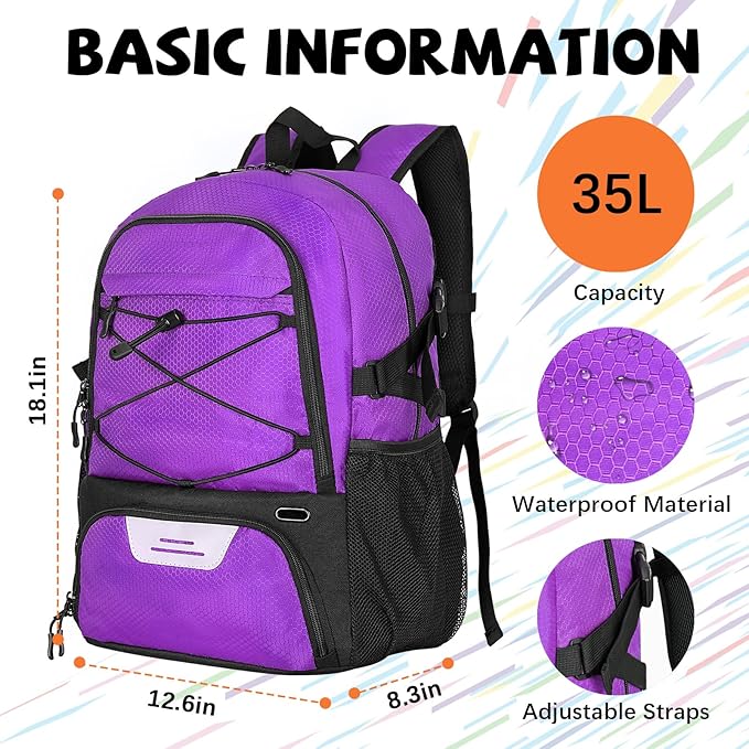 Goloni Basketball Bag,Large Sports Bag with with Separate Ball & Shoe Compartments,Gym Bag for Basketball,Soccer,Volleyball