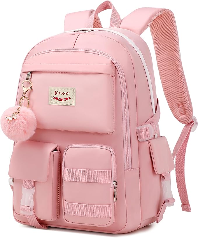 Backpack for Girls Laptop Backpacks 15.6 Inch College Cute Bookbag Anti Theft Primary Elementary School Bag Casual Daypack for Students Teens Girl Women (Pink)