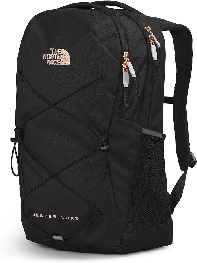 THE NORTH FACE Women's Jester Luxe Everyday Laptop Backpack, TNF Black/Burnt Coral Metallic, One Size
