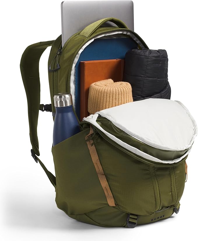 The North Face Women's Surge Commuter Laptop Backpack - PFAS Free, Forest Olive/Utility Brown, One Size