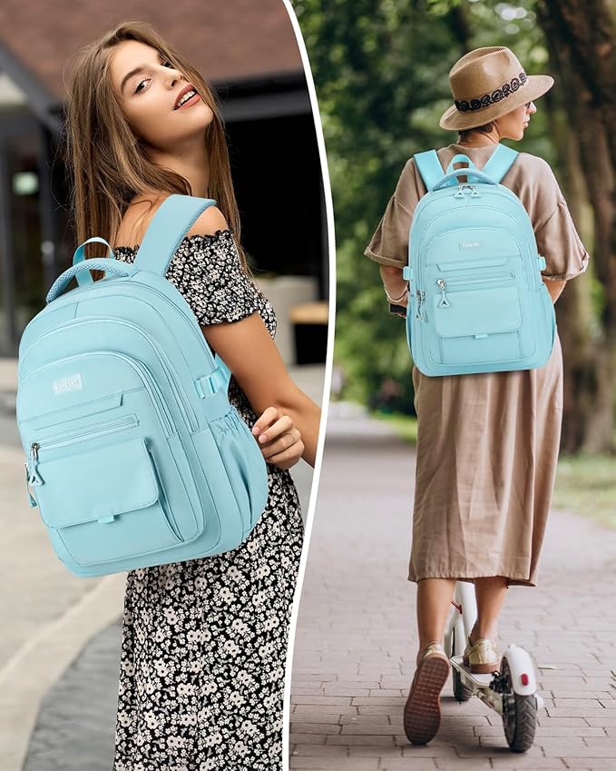 Teen Girls School Backpack, Aesthetic Bookbag for Middle High School, College Women Students Laptop Backpack Mochilas Escolares, Blue
