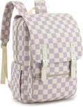 Corduroy Travel Backpack for Women, 15.6 Inch College Laptop Backpack, Fashion School Bookbag Work Backpacks (Corduroy Checkered Purple)