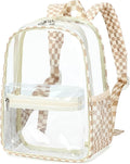 BTOOP Clear Mini Backpack for Stadium Events 12x12x6 Small Transparent Backpacks Plastic See Through Clear Bag for Concerts Work Festival Security Travel