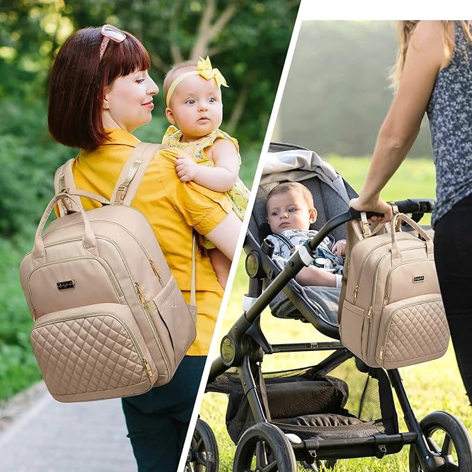 Diaper Bag Backpack - Extra Large Diaper Bag for 2 Kids Twins (Expandable 30L-38L) - Cute Travel Baby Backpack with Changing Pad for mens women (Quilted, Water Resistant)