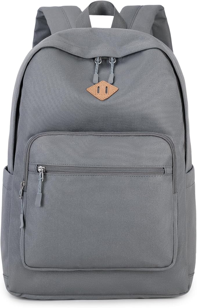 Lohol Classic Backpack for School Travel College, Durable Water Resistant Bookbag (Dark Grey)