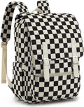 Corduroy Travel Backpack for Women, 15.6 Inch College Laptop Backpack, Fashion School Bookbag Work Backpacks (Corduroy Checkered Black)