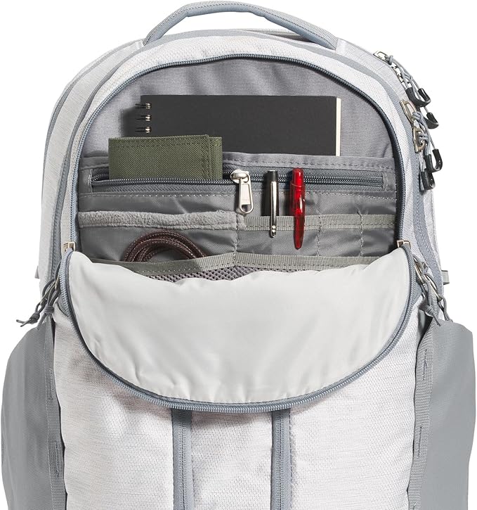 The North Face Women's Surge Commuter Laptop Backpack - Everyday Travel Bag, Laptop Sleeve, Water-Repellent, TNF White Metallic Mélange/Mid Grey-NPF, One Size