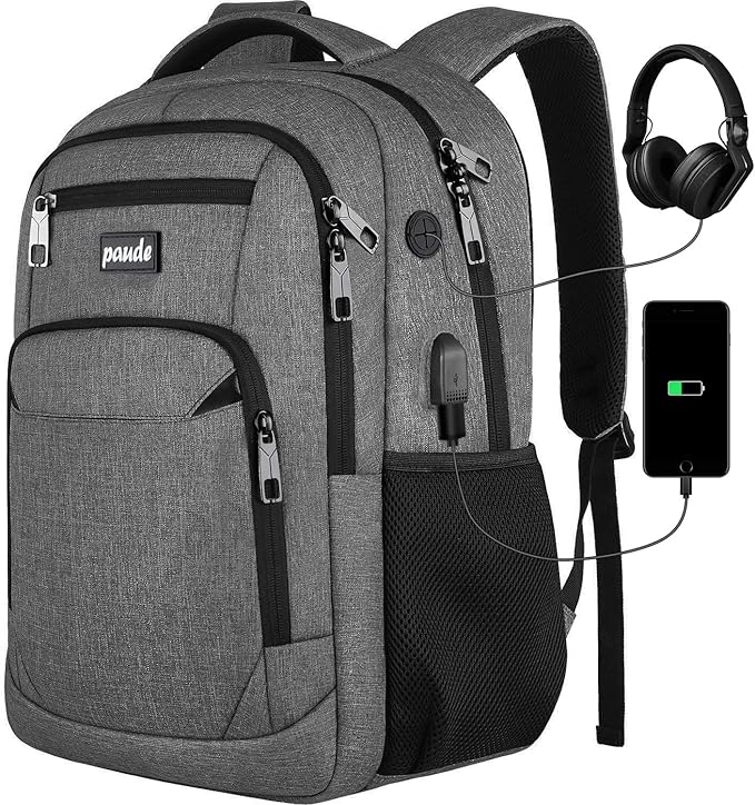 Paude Backpack for Women and Men,School College Backpack 15.6 inch Laptop bookbag with USB Port for High School Student