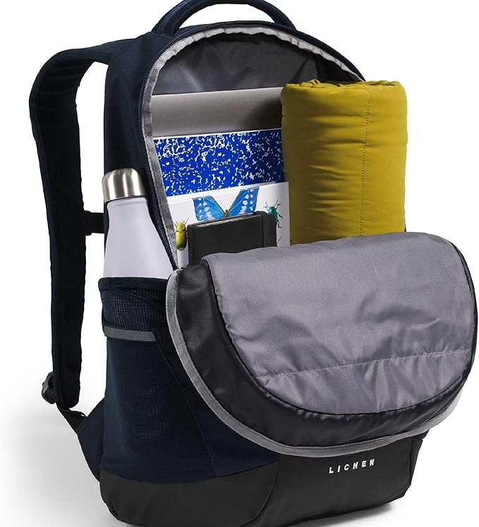 The North Face Lichen Daypack - Everyday Commuter Backpack, Laptop Sleeve, Water Bottle Pockets, Center Front Pouch, Summit Navy/TNF Black, One Size