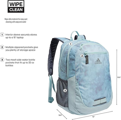adidas Unisex Foundation Backpack for Laptop, Large Durable Athletic Gym Bag