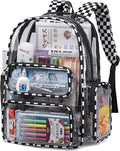 BTOOP Clear Backpack Heavy Duty Transparent Backpack 17" See Through Bookbag for College Work Festival Security with Padded Strap Large Capacity