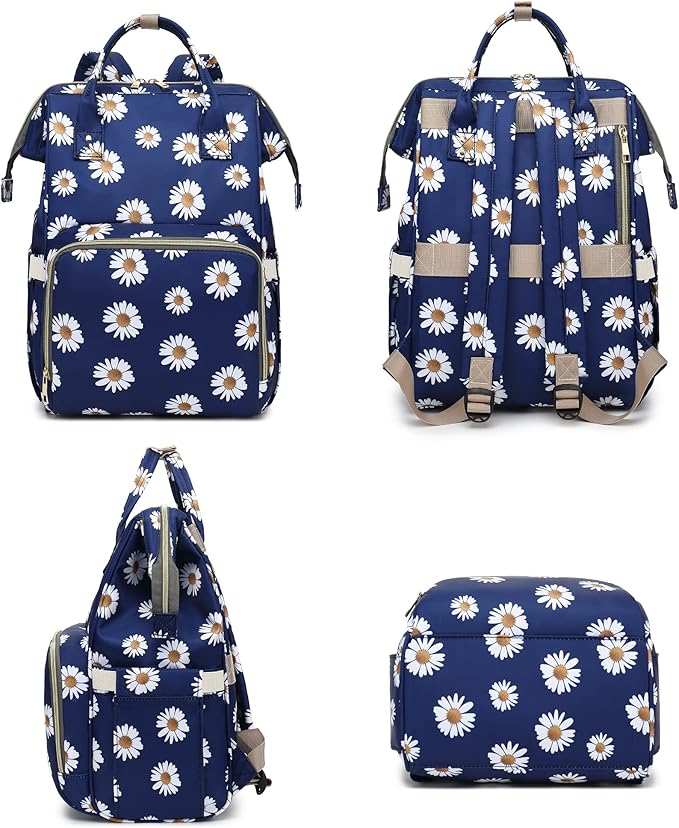 Daisy Laptop Backpack for Women Men, 15.6 inch College School Backpack Bookbag for Work/School/Travel/Business (Blue)