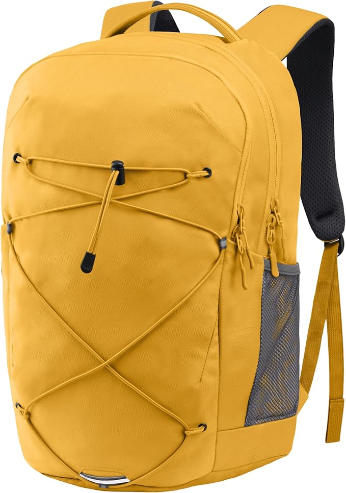 KEOFID Casual Backpack for Men and Women, Hiking Backpack for Travel, Black Daypacks for Sports, College, Water Resistant(Yellow)