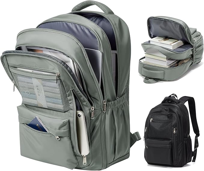 Cute High School Backpack for Women Men, Large Capacity Middle School Bag, Lightweight Bookbag for Teens Boys Girls, Waterproof College Backpack with lots of Pockets, Green