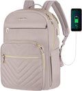 VANKEAN Laptop Backpack for Women with USB Port,15.6 Inch Laptop Computer Bag Travel Backpack Purse,Waterproof Work Business Backpack College Teacher Bags, Light Dusty Pink