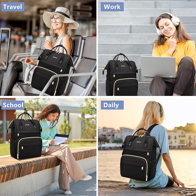 Women Laptop Backpack Work Bag - Fits 15.6 inch with Laptop Compartment Waterproof Professional Fashion Travel Purse for College Nurse Business Computer Backpack