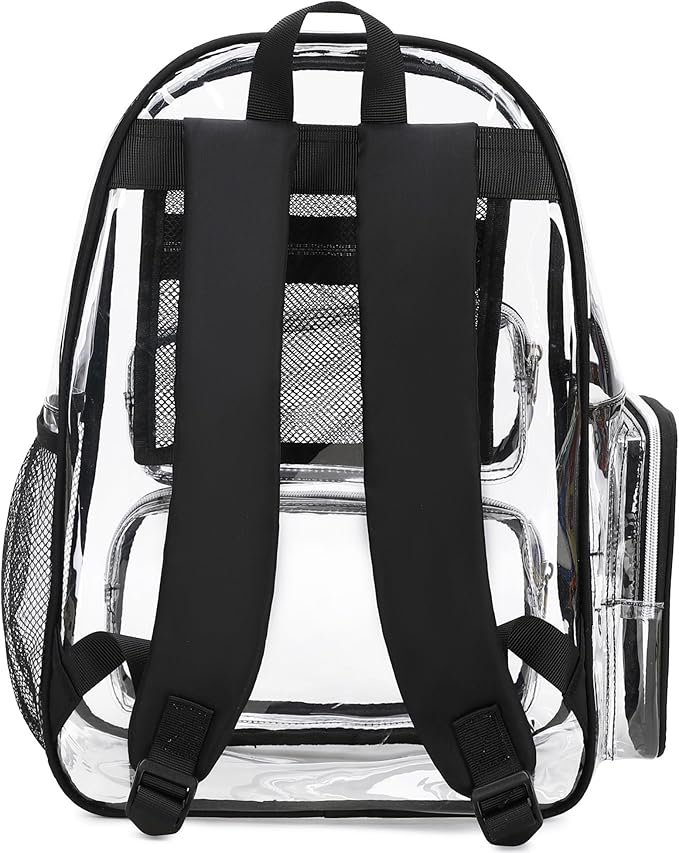 BTOOP Clear Backpack Heavy Duty Transparent Backpack 17" See Through Bookbag for College Work Festival Security with Padded Strap Large Capacity