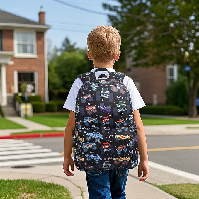 LEDAOU Kids School Backpack with Lunch Box for Boys Girls Kindergarten BookBag School Bag Preschool Toddler Backpack (Black)
