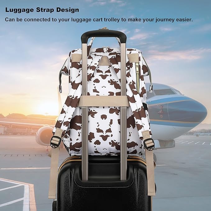 Laptop Backpack for Women Men, 15.6 inch College School Backpack Bookbag for Work/School/Travel/Business (Cow Print Brown)