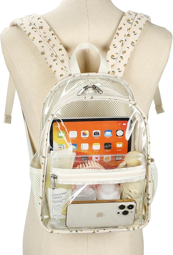 BTOOP Clear Mini Backpack for Stadium Events 12x12x6 Small Transparent Backpacks Plastic See Through Clear Bag for Concerts Work Festival Security Travel