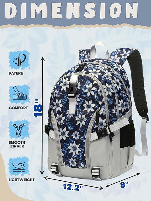 BLUEFAIRY High School Backpack for Girls Boys Middle School Bookbag for Kids Back to School Bag for College with Large Compartment Casual Daypack Mochilas para Niñas Adolescentes 18" Navy Blue