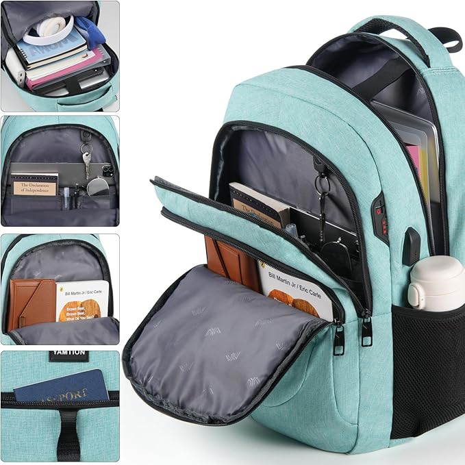 YAMTION School Backpack for Teen Girls and Boys 15.6 inch Laptop Bookbag Backpack with USB for High School College Students