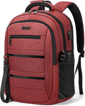 GMAK Travel Laptop Backpack for Men & Women, Business Anti Theft Laptops Backpacks with USB Charging Port, Fits 15.6 Inch Notebook, Water Resistant College School Computer Bag for Travel Sports, Red