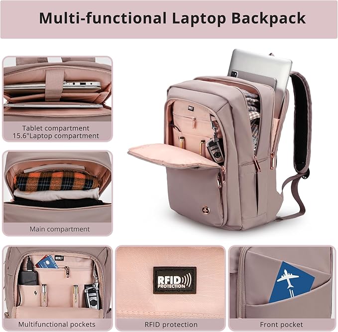 Swissdigital Design Travel Laptop Backpack for Women with Apple Find My，Business Bookbags with USB Charging Port,Cute Computer Backpacks for Work Business,Finder Color Random | SD1006F9507F-82
