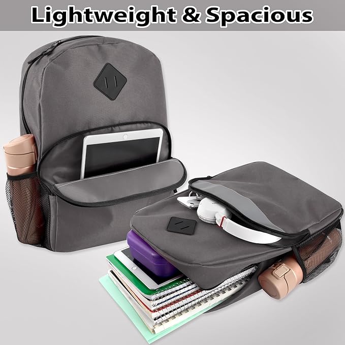 Trail maker Reflective School Backpack for Kids | Colorful Backpack with Adjustable Straps, Side Water Bottle Pockets (Grey)