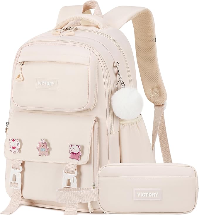 AO ALI VICTORY Backpack for Women Girls Set with Pencil Case 15.6 Inch Laptop School Bag Kids Elementary College Backpacks