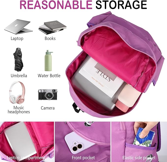 Offstar Travel Backpack, Leisure Backpack, Simple Cute Backpack, Anime Theme Bag, Sports Backpack, Suitable for Lighter Days or Weekend Outings, Pink