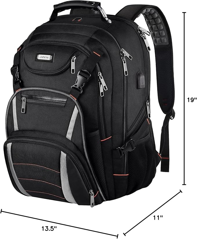 Jiefeike Travel Laptop Backpack, Extra Large Bookbag for Men Women,Basketball Backpack with USB Charging Port RFID Anti Theft TSA Approved College Student Waterproof Bag Fits 17 Inch Computer Notebook