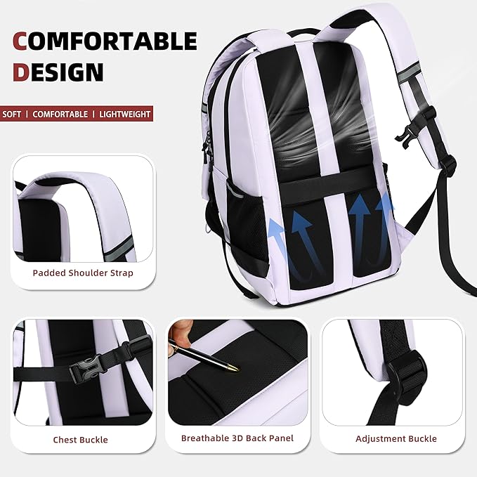AO ALI VICTORY Women's Laptop Backpack 15.6 inch,Travel Backpack for Men,College Bookbag, Lightweight Outdoor Sport Hiking Back Pack, Everyday Daypack, Purple