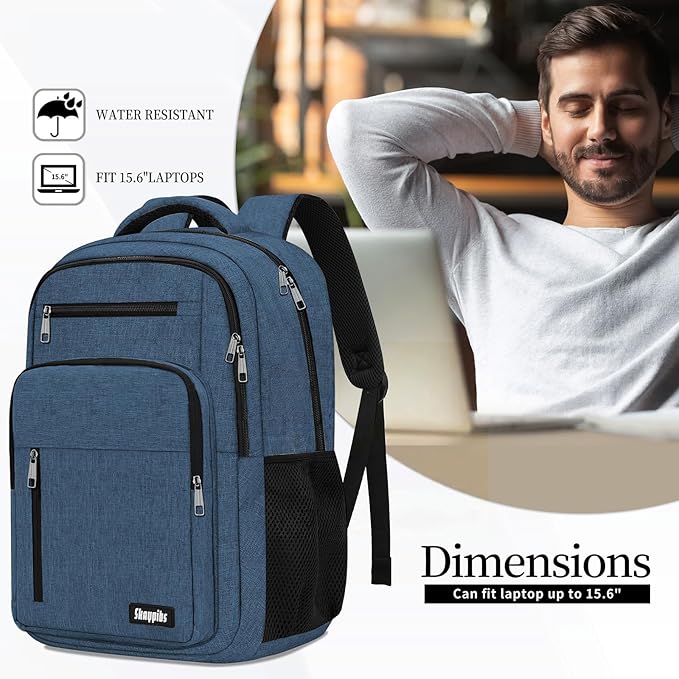 Black Backpack for Men Women, School Backpack for Boys Girls Teens, 15.6 Inch Laptop Backpacks with Reinforced Straps, Water Resistent Book bag, Work College Bookbag, back pack, Mochila para hombre