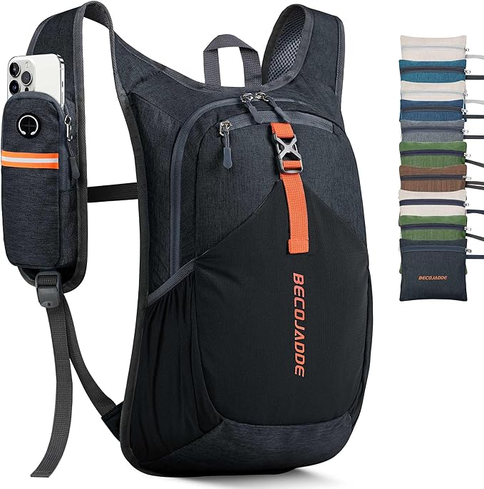 15L Small Hiking Backpack for Men Women Foldable Packable Back Pack Ultralight Hiking Daypack for Travel Camping Outdoor, Black