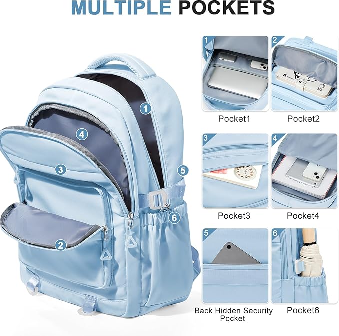 Cute Backpack for College Students Waterproof School Bag High School Backpacks for Teens Girls Boys Laptop Bookbag Casual Daypacks Backpacks for Women Men（Blue）