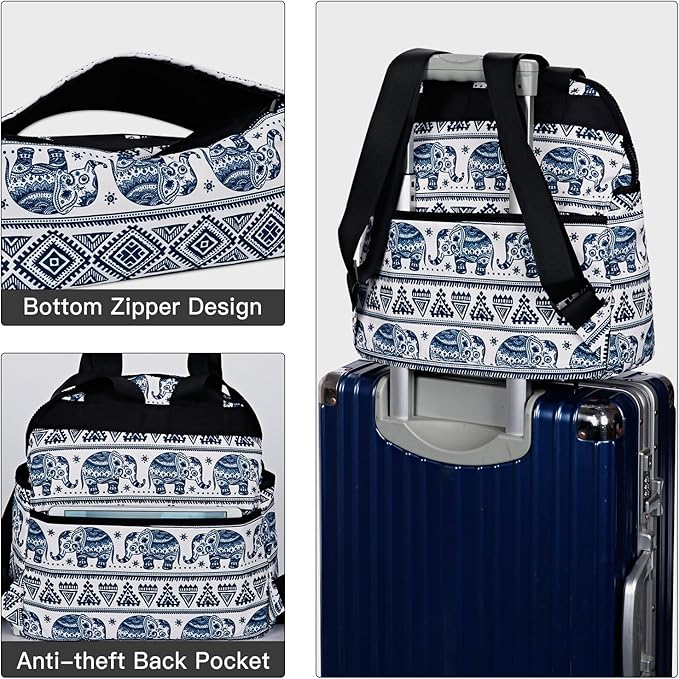 Women’s Backpack Purse Medium Size with Trolley Sleeve, Adjustable Strap/Top Handle, Water Resistant Travel Daypack, Elephant