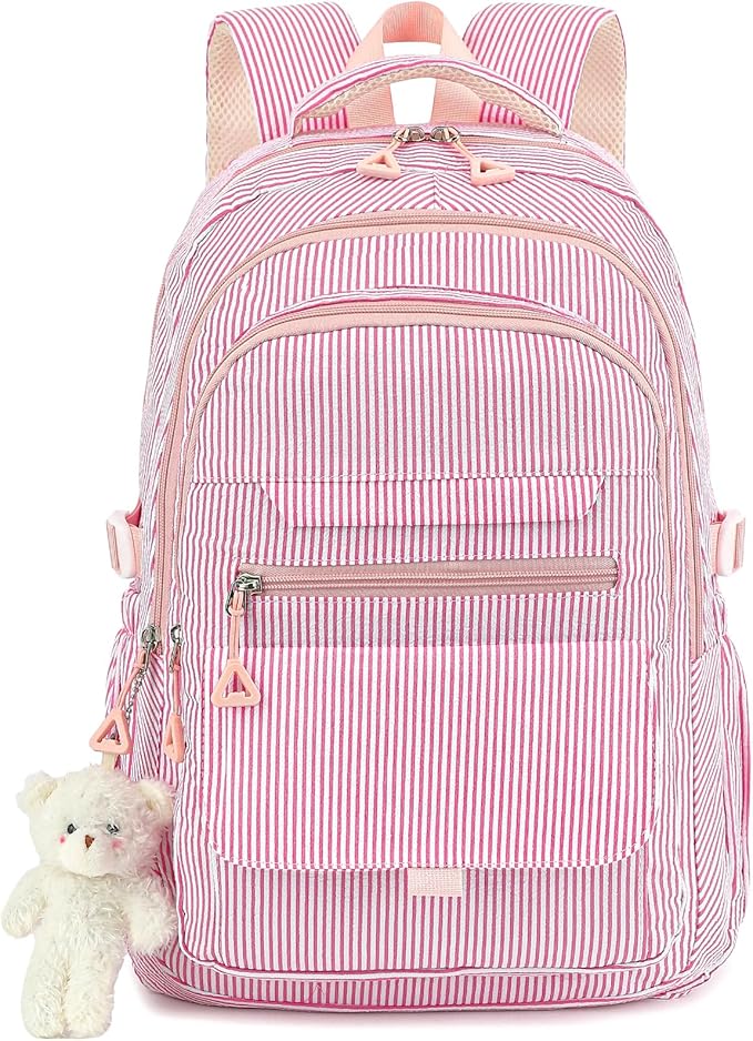 Girls Backpack for College High Middle School Student, Cute Aesthetic Bookbag for Teens Women with Accessories