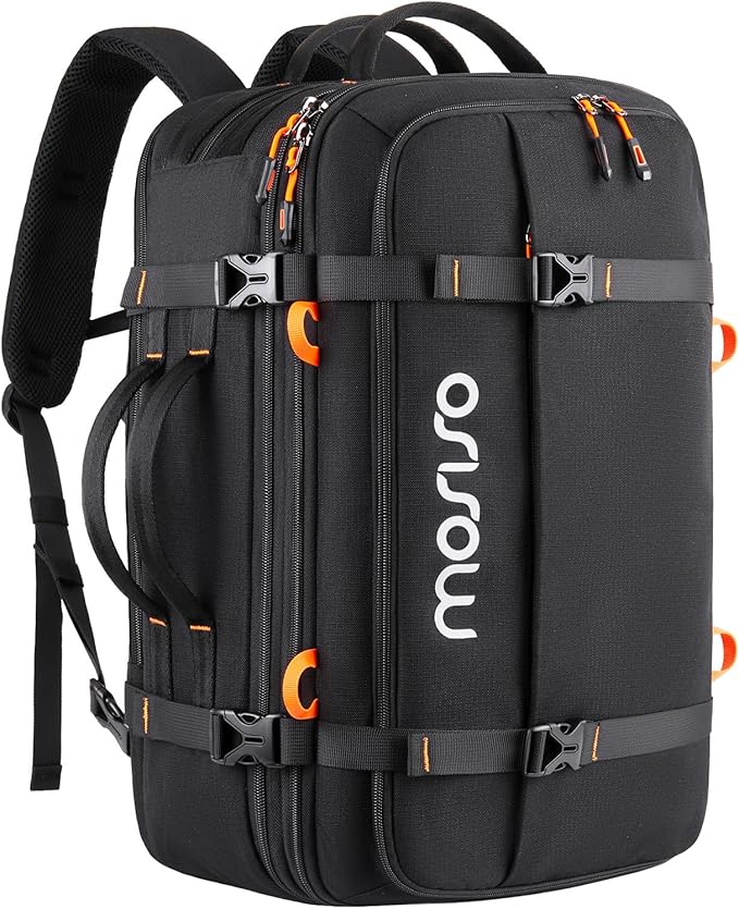 MOSISO 40L Travel Backpack for Women Men, Large Rucksack Duffel Bag Flight Approved Carry on Daypack with USB Charging Port, 15.6 inch Laptop Computer Backpack for Business Work Commute, Black