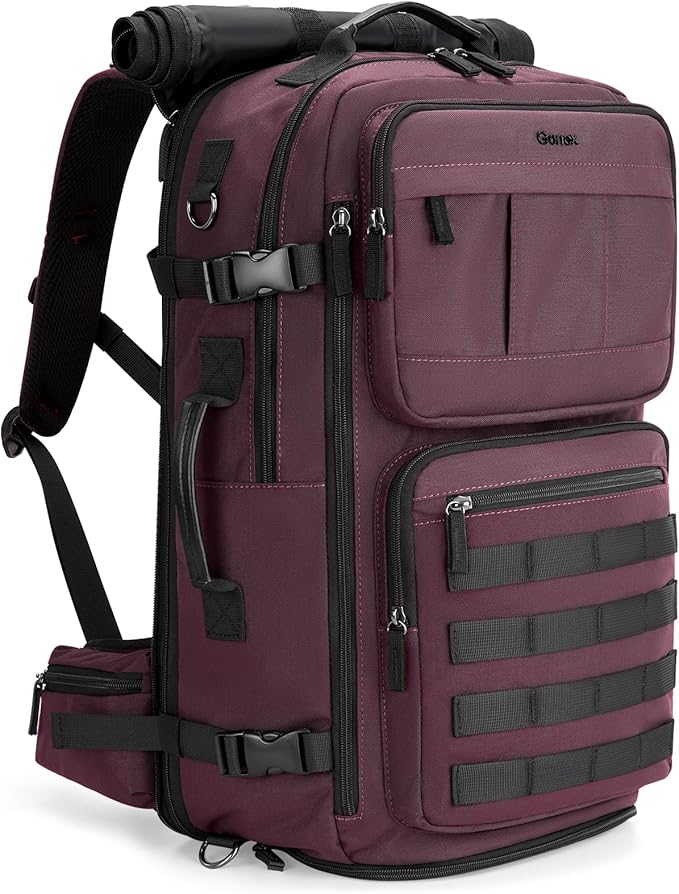 Gonex Travel Backpack, Large Carry-On Nylon Duffle Bag, 3-in-1 Convertible Laptop Bag for Men & Women, Durable for Work & Weekend Travel (Dark Red)